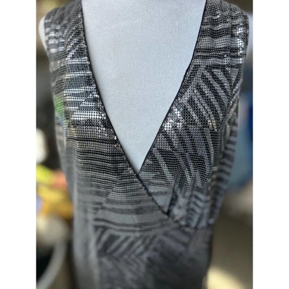 Ramy Brook Lola Chainmail‎ Mini Dress - Silver Black Women Dresses 6 - Picture 9 of 14